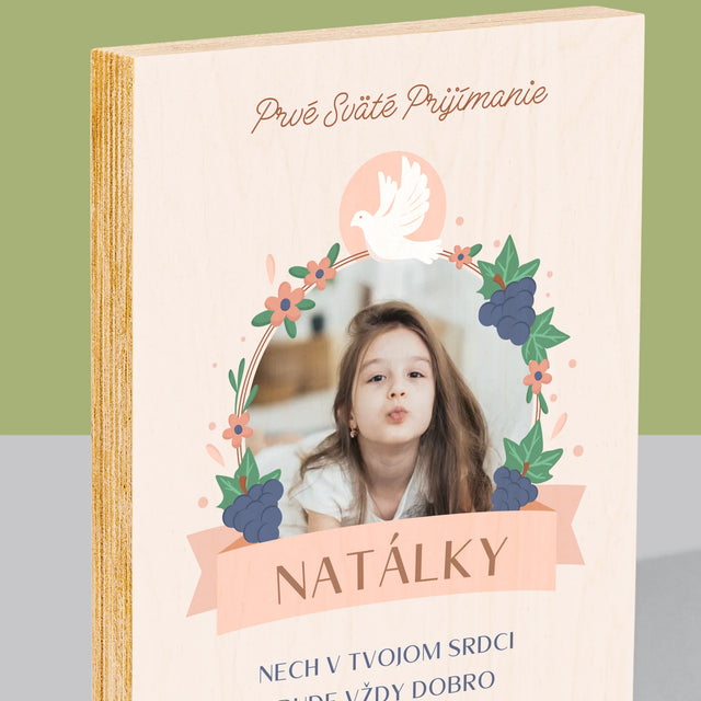 Fotografia A Podpis: Dobro V Srdci Prijímanie - Tlač Na Drevo (Vertikálne)