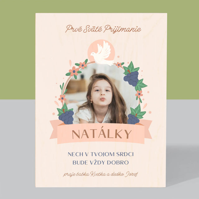 Fotografia A Podpis: Dobro V Srdci Prijímanie - Tlač Na Drevo (Vertikálne)