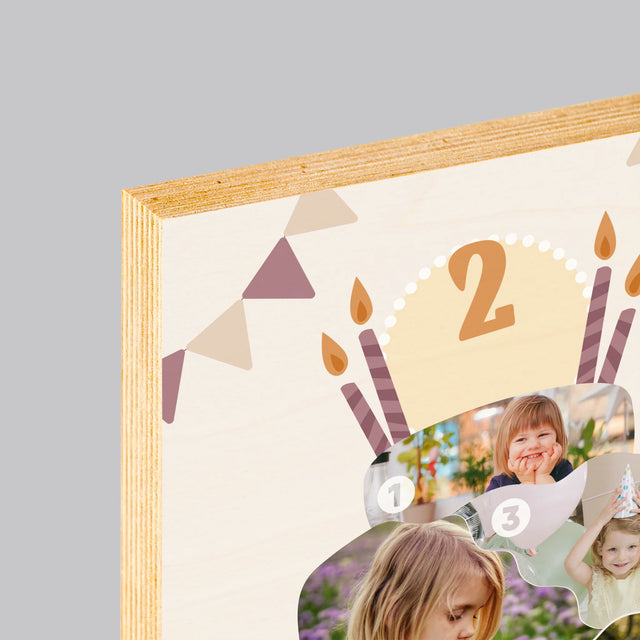 Tvar Z Fotografií: Narodeninová Torta - Tlač Na Drevo (Vertikálne)