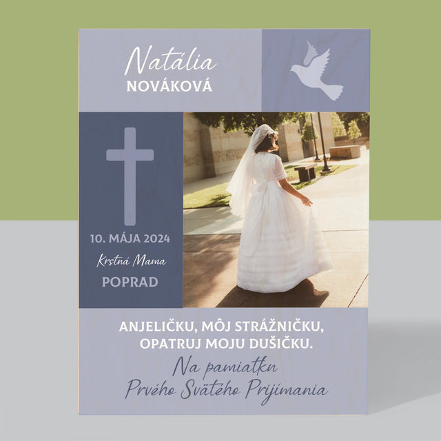 Fotografia A Podpis: Strážny Anjel 1. Sv Príjimanie - Tlač Na Drevo (Vertikálne)