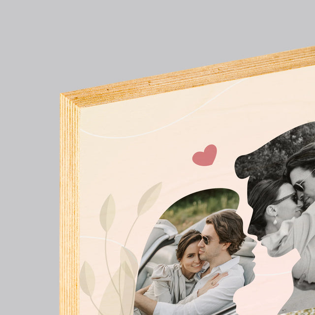 Tvar Z Fotografií: Zamilovaný Pár - Tlač Na Drevo (Vertikálne)