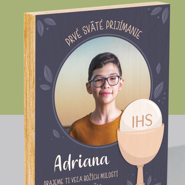 Fotografia A Podpis: Prvé Sväté Prijímanie - Tlač Na Drevo (Vertikálne)