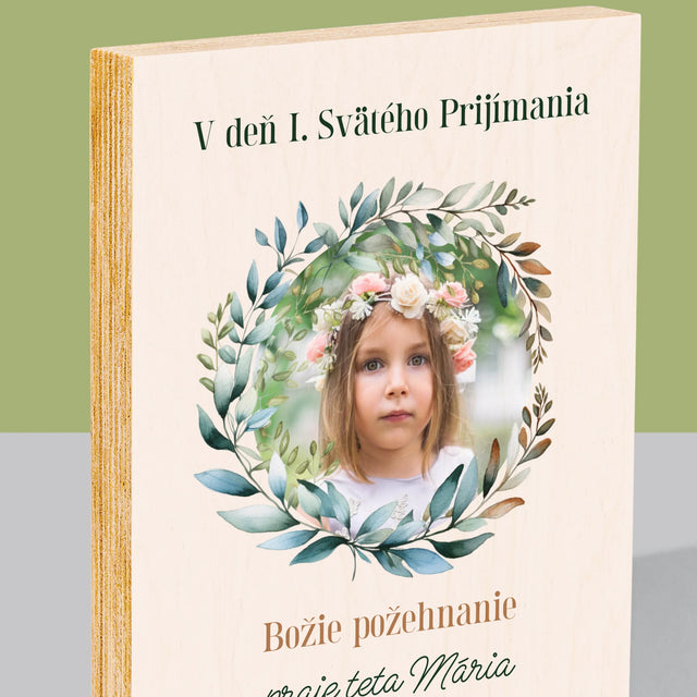Fotografia A Podpis: V Deň I. Svätého Prijímania - Tlač Na Drevo (Vertikálne)