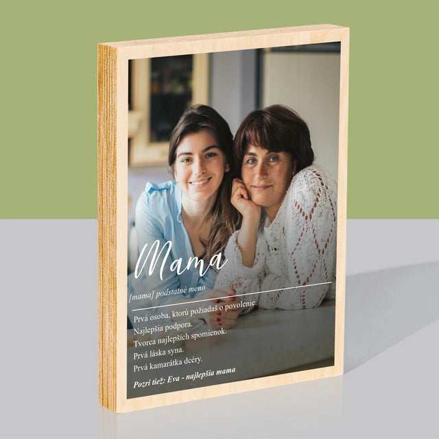 Fotografia A Podpis: Mama Definícia - Tlač Na Drevo (Vertikálne)