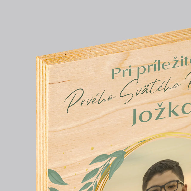 Fotografia A Podpis: Pri Príležitosti Prvého Svätého Prijímania - Tlač Na Drevo (Vertikálne)