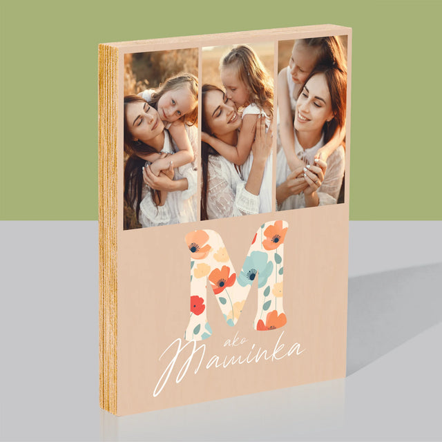 Fotokoláž: M Ako Maminka - Tlač Na Drevo (Vertikálne)