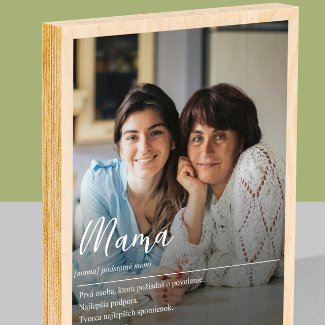 Fotografia A Podpis: Mama Definícia - Tlač Na Drevo (Vertikálne)