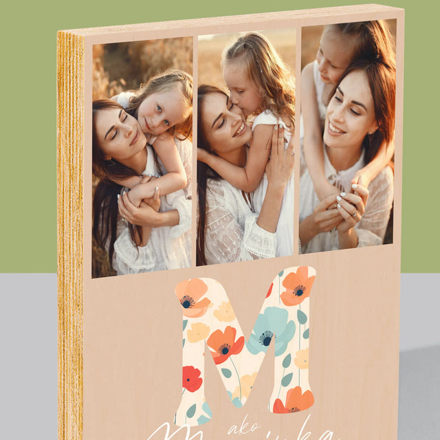 Fotokoláž: M Ako Maminka - Tlač Na Drevo (Vertikálne)