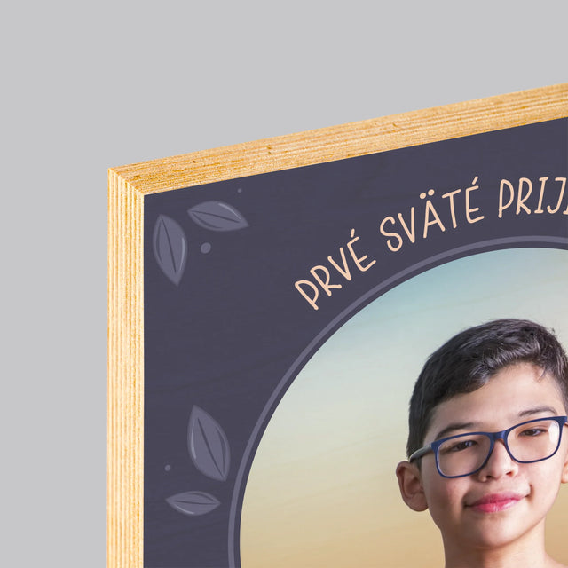 Fotografia A Podpis: Prvé Sväté Prijímanie - Tlač Na Drevo (Vertikálne)
