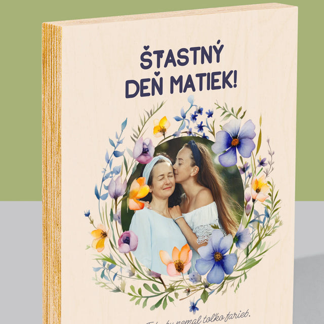 Fotografia A Podpis: Šťastný Deň Matiek - Tlač Na Drevo (Vertikálne)