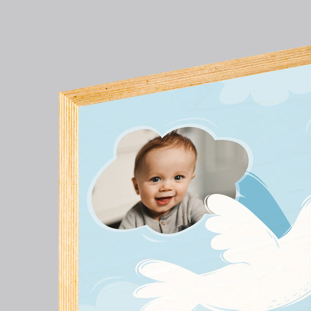 Fotografia A Podpis: Pamiatka Krstu Holubica - Tlač Na Drevo (Vertikálne)