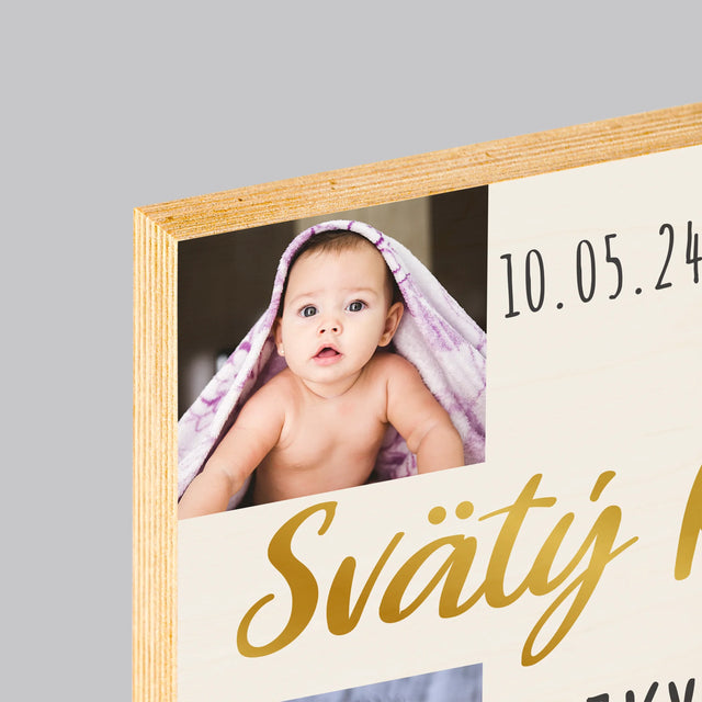 Fotokoláž: Svätý Krst Kríž - Tlač Na Drevo (Vertikálne)