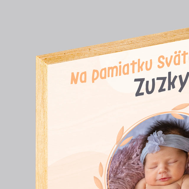 Fotografia A Podpis: Na Pamiatku Svätého Krstu - Tlač Na Drevo (Vertikálne)