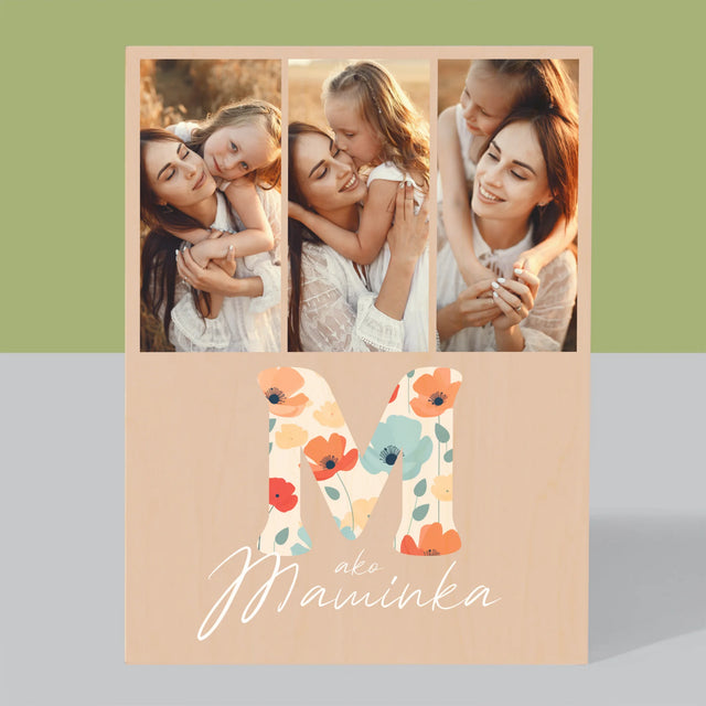 Fotokoláž: M Ako Maminka - Tlač Na Drevo (Vertikálne)