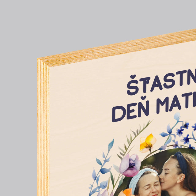 Fotografia A Podpis: Šťastný Deň Matiek - Tlač Na Drevo (Vertikálne)