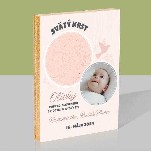 Mapa Hviezd: Krst - Tlač Na Drevo (Vertikálne)