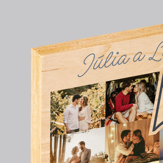 Fotokoláž: 5 Rokov Spolu - Tlač Na Drevo (Vertikálne)