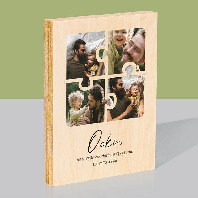 Fotokoláž: Puzzle Fotografie Pre Ocka - Tlač Na Drevo (Vertikálne)