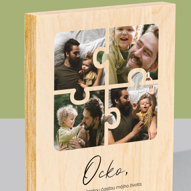 Fotokoláž: Puzzle Fotografie Pre Ocka - Tlač Na Drevo (Vertikálne)