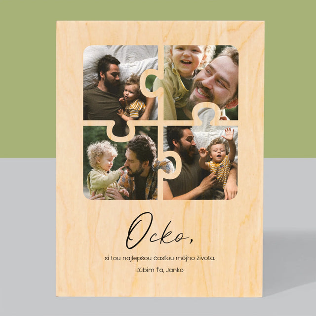 Fotokoláž: Puzzle Fotografie Pre Ocka - Tlač Na Drevo (Vertikálne)