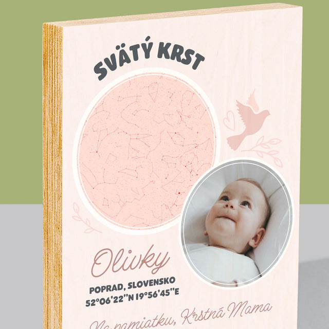 Mapa Hviezd: Krst - Tlač Na Drevo (Vertikálne)