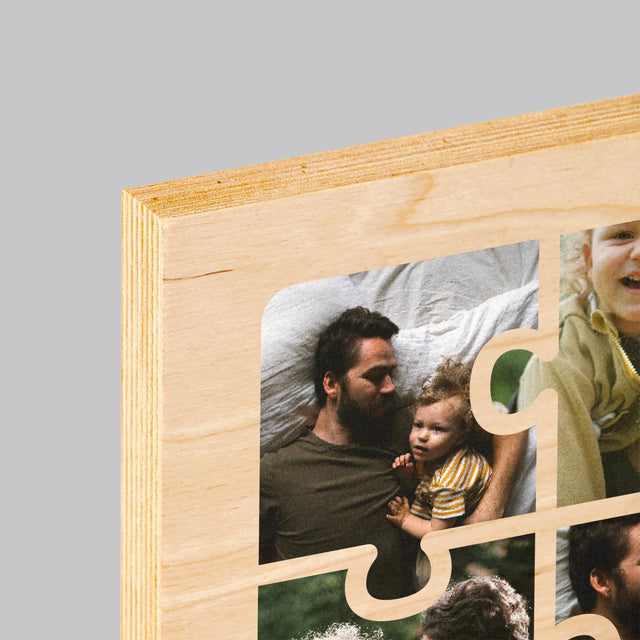 Fotokoláž: Puzzle Fotografie Pre Ocka - Tlač Na Drevo (Vertikálne)