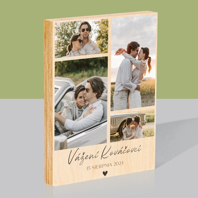 Fotokoláž: Vážení - Tlač Na Drevo (Vertikálne)