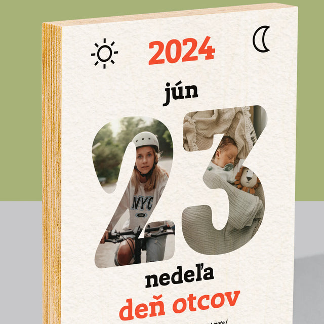 Slovo Z Fotografií: Deň Otcov List Kalendára - Tlač Na Drevo (Vertikálne)