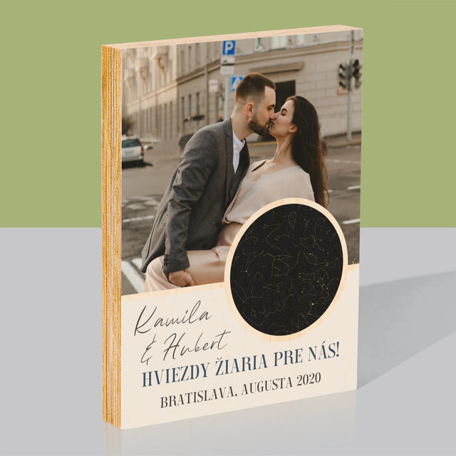 Mapa Hviezd: Hviezdy Žiaria Pre Nás - Tlač Na Drevo (Vertikálne)