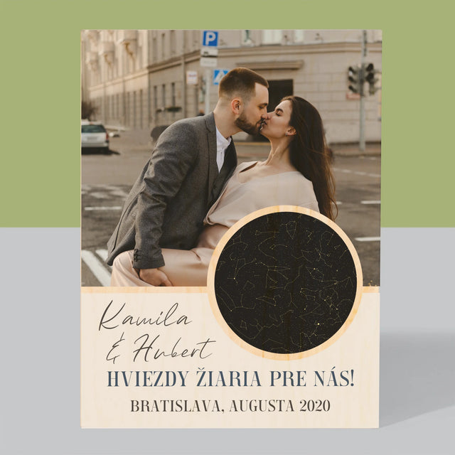 Mapa Hviezd: Hviezdy Žiaria Pre Nás - Tlač Na Drevo (Vertikálne)