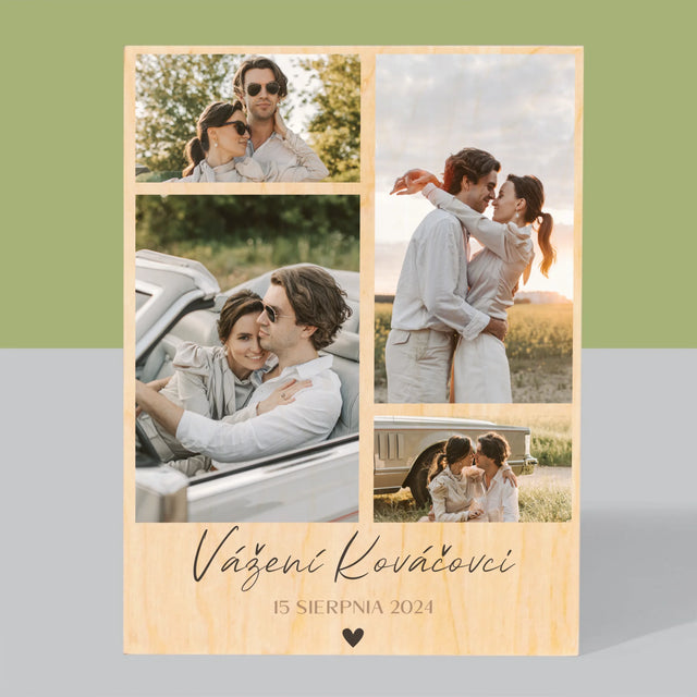 Fotokoláž: Vážení - Tlač Na Drevo (Vertikálne)