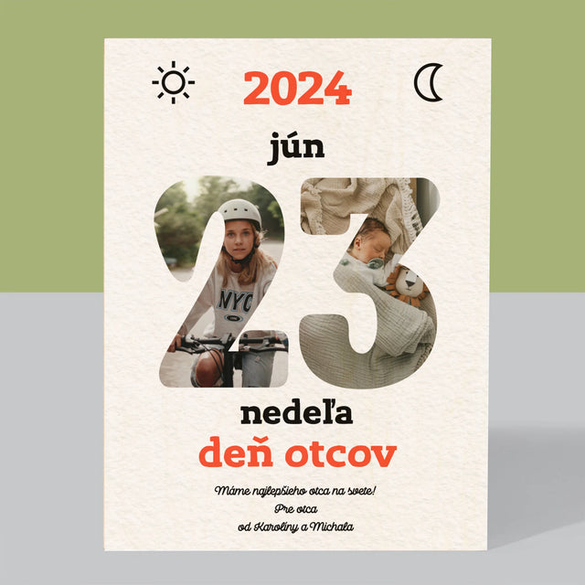 Slovo Z Fotografií: Deň Otcov List Kalendára - Tlač Na Drevo (Vertikálne)