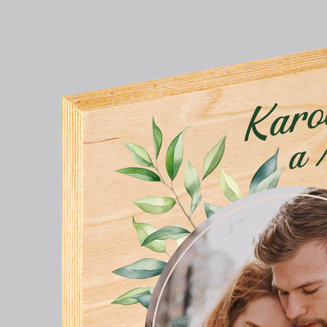 Fotografia A Podpis: Svadobné Lístky - Tlač Na Drevo (Vertikálne)