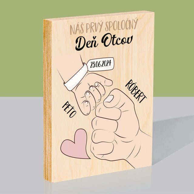 Meno A Podpis: Prvý Spoločný Deň Otcov - Tlač Na Drevo (Vertikálne)