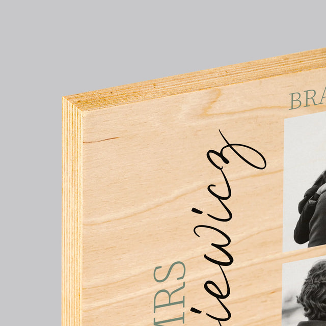 Fotokoláž: Mr&Mrs Svadobné - Tlač Na Drevo (Vertikálne)