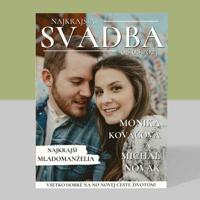 Obálka Časopisu: Najkrajšia Svadba - Tlač Na Drevo (Vertikálne)