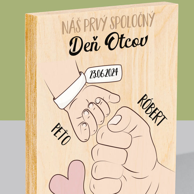 Meno A Podpis: Prvý Spoločný Deň Otcov - Tlač Na Drevo (Vertikálne)