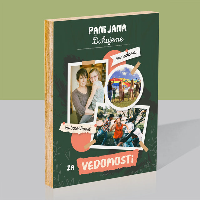 Fotokoláž: Ďakujeme Za Vedomosti - Tlač Na Drevo (Vertikálne)