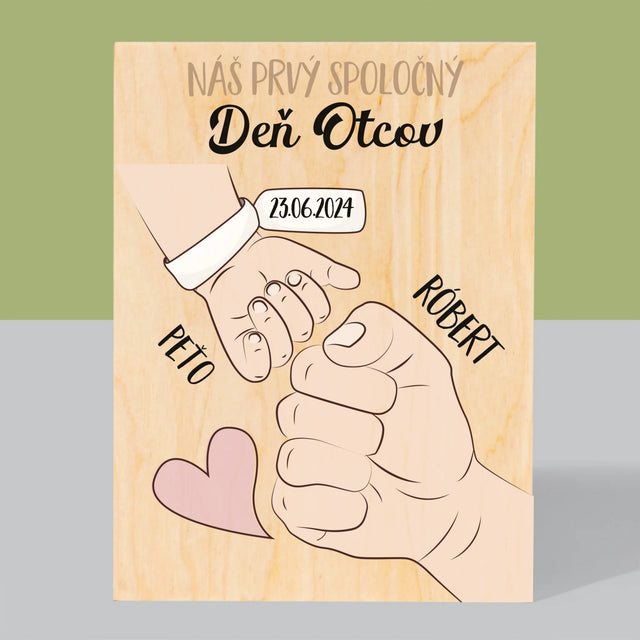 Meno A Podpis: Prvý Spoločný Deň Otcov - Tlač Na Drevo (Vertikálne)