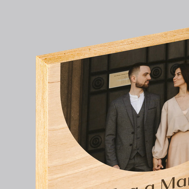 Fotokoláž: Dátum Svadby - Tlač Na Drevo (Vertikálne)