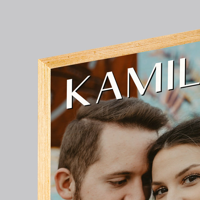 Fotografia A Podpis: Mená Svadba - Tlač Na Drevo (Vertikálne)