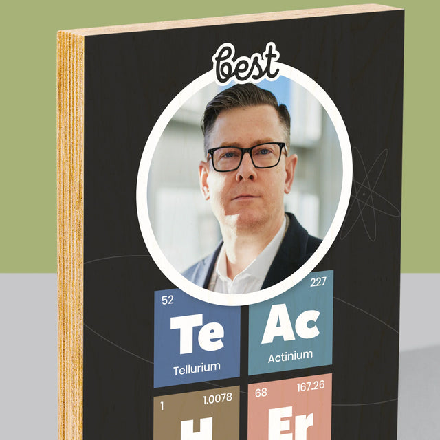 Fotografia A Podpis: Jedinečný Učiteľ - Tlač Na Drevo (Vertikálne)