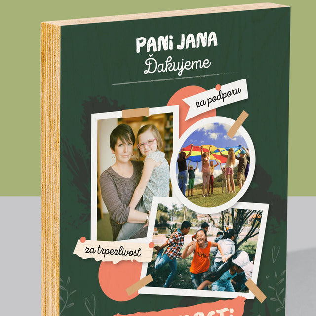 Fotokoláž: Ďakujeme Za Vedomosti - Tlač Na Drevo (Vertikálne)