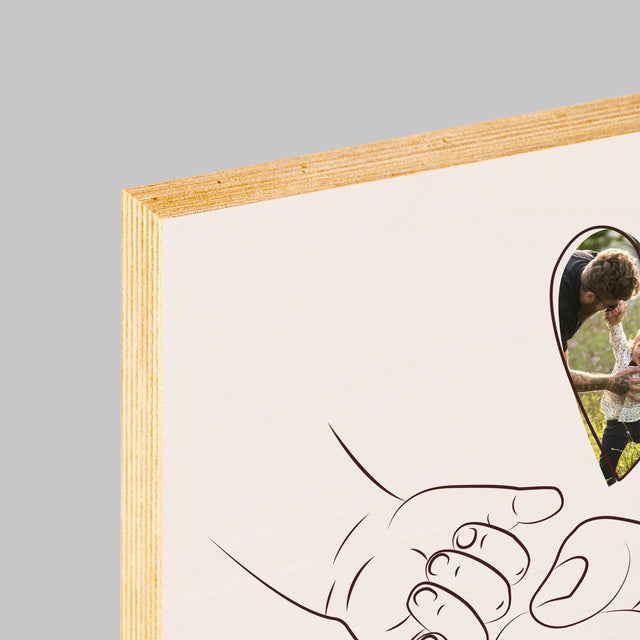 Fotografia A Podpis: Ocko Dieťa Rúčka - Tlač Na Drevo (Vertikálne)