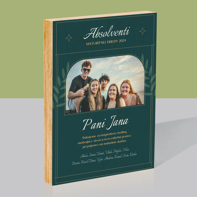 Monogram: Učiteľ Ďakujeme - Tlač Na Drevo (Vertikálne)