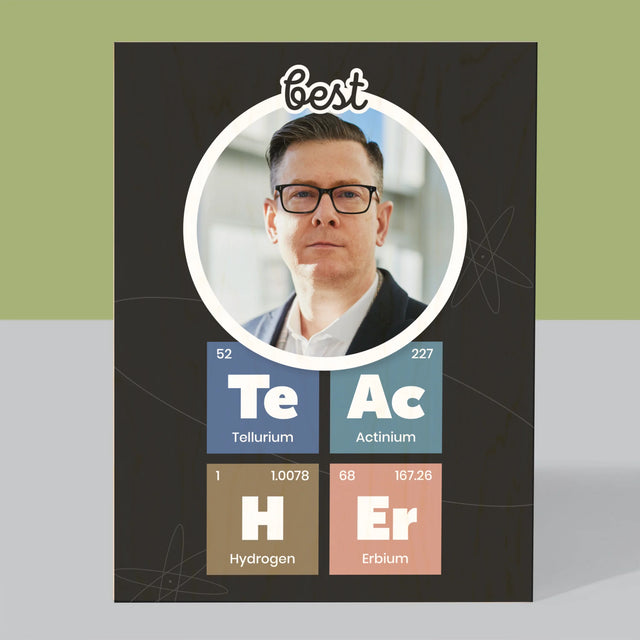 Fotografia A Podpis: Jedinečný Učiteľ - Tlač Na Drevo (Vertikálne)