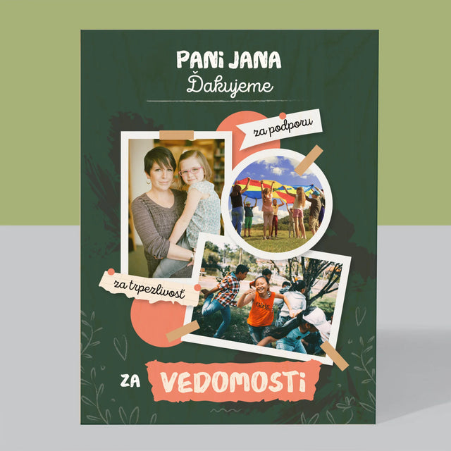 Fotokoláž: Ďakujeme Za Vedomosti - Tlač Na Drevo (Vertikálne)