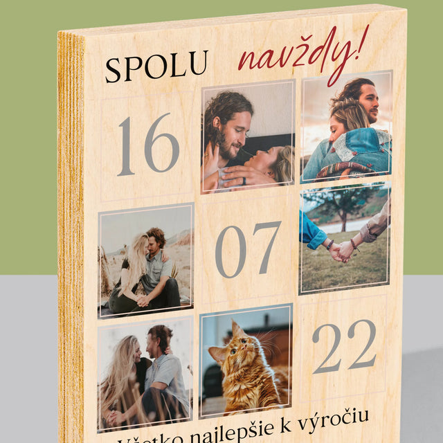 Fotokoláž: Spolu Navždy! - Tlač Na Drevo (Vertikálne)
