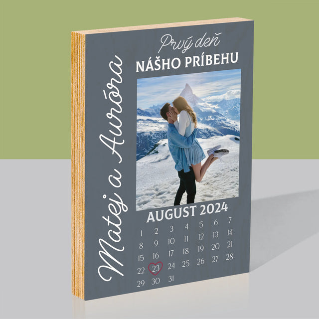 Fotografia A Podpis: Prvý Deň Nášho Príbehu - Tlač Na Drevo (Vertikálne)