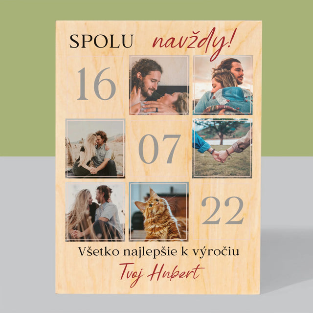 Fotokoláž: Spolu Navždy! - Tlač Na Drevo (Vertikálne)